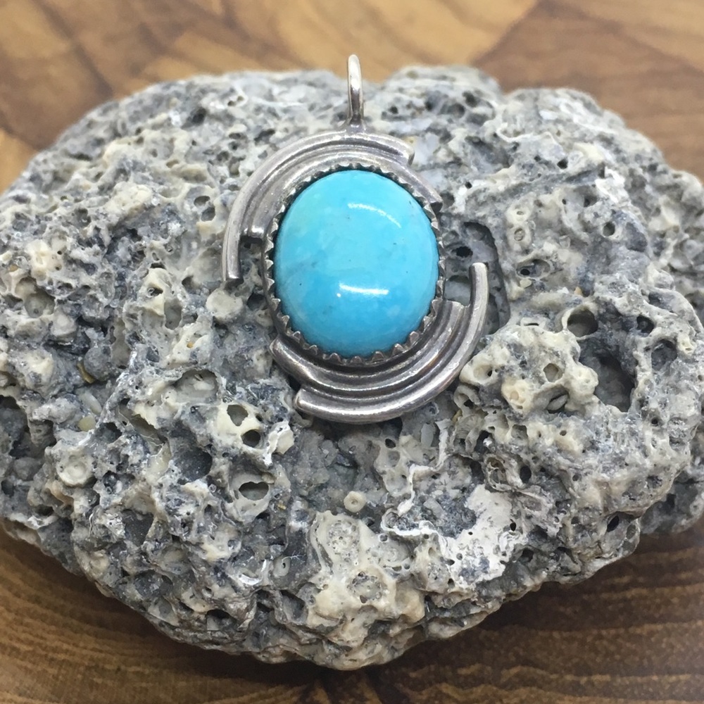 .925 Sterling Silver & Turquoise Pendant